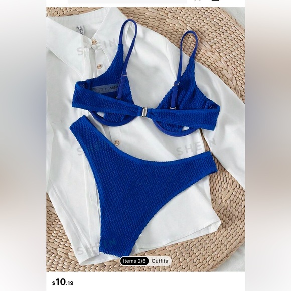 SHEIN Swim Basics Solid Underwire Bikini Swimsuit - Picture 2 of 6